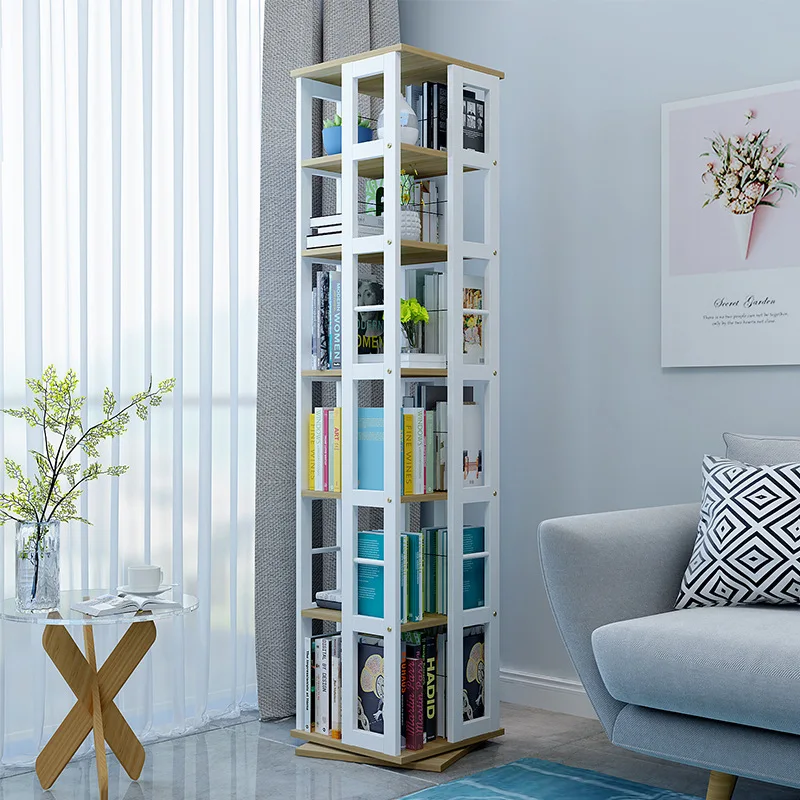 

Flower rack creative rotating bookshelf simple student bookshelf children's 360 degree bookshelf floor to floor minimalist moder