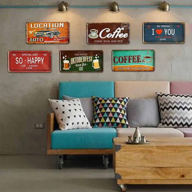 Decorative Car number Metal Plates Vintage Metal tin sign Bar Wall art craft painting metal art for Home Bar Store Pub 15x30cm