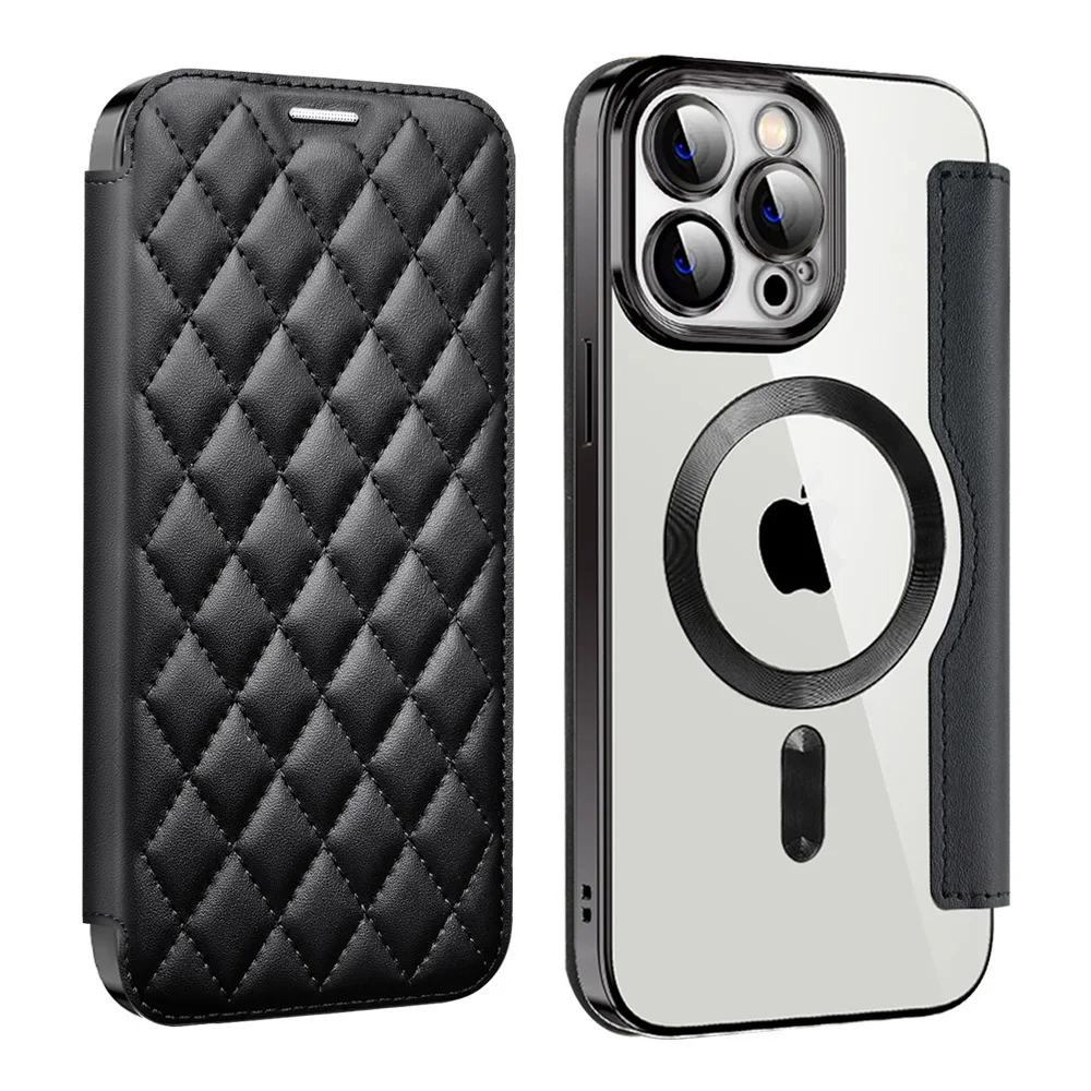 Applicable to iPhone 17 Pro Max - diamond pattern magnetic flip cover phone case, Apple 16 creative artificial leather cover, 15 view 6