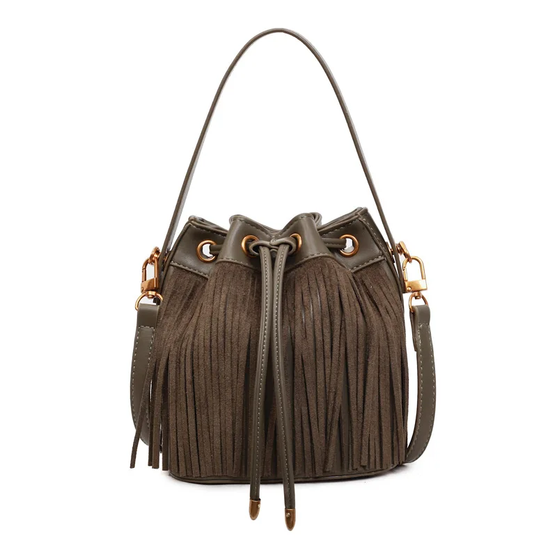 2025 Women's Drawstring Bucket Bag, Genuine Leather Multi-way Shoulder Crossbody Purse, Retro Quilted Large Capacity Handbag