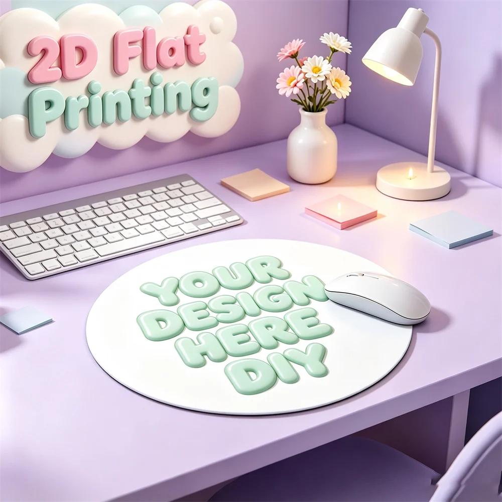 Custom round Mouse Pad Personalized Circular Desk Mat with Non-Slip Rubber Base Printed Photo & Text