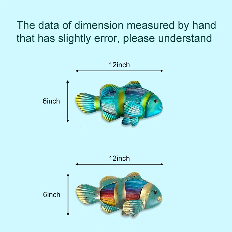 2 sztuk metalowe ryby Wall Art ręcznie robione szkło tropikalnych ryb dekoracje ścienne łazienka wisząca dekoracja pływanie basen lub Patio