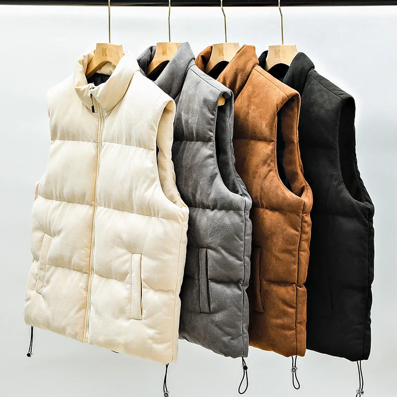 

New Winter Suede Men's Vests Versatile Casual Sleeveless Jacket Relaxed Fit Comfortable Vest Outdoor Thermal Sleeveless Vest