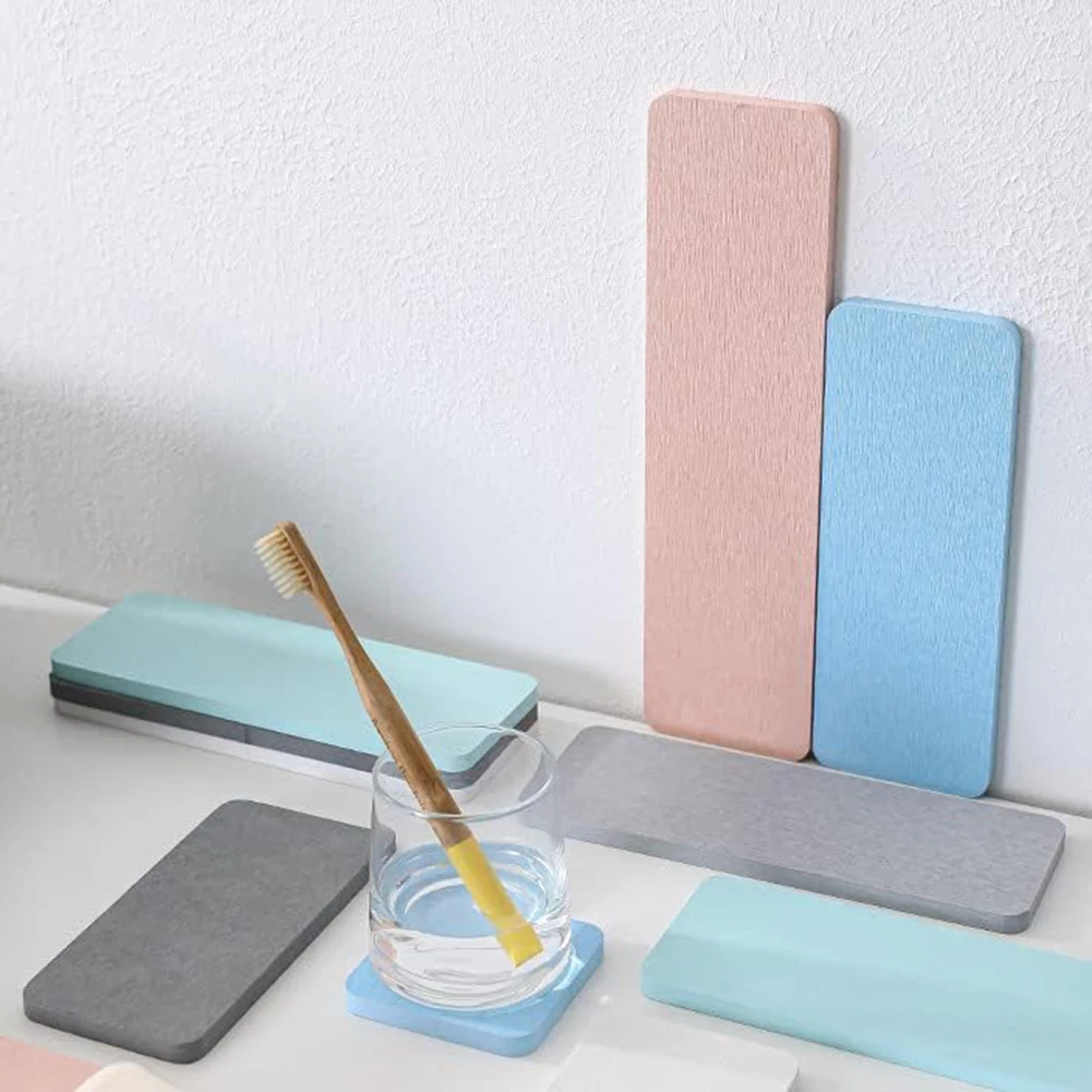 1pcs Water Absorbent Diatomite Coasters 8cm Sink Tray Non-slip Strip Water Absorbing Stone Diatomaceous Earth Kitchen Soap Tray