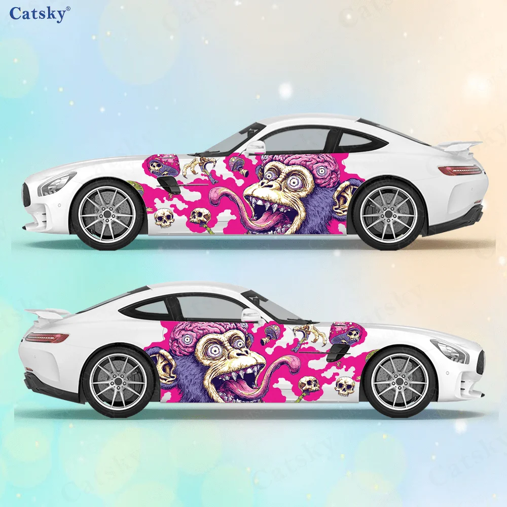 

Long Tongue Monkey Skull Car Side Sticker Decor, PVC Waterproof Scratch Resistant Decal, Car Protection, Auto Accessories Gift