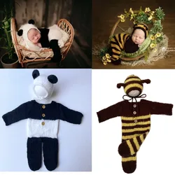 Neugeborenen Fotografie Requisiten Baby Foto-shooting Outfit Baby Annimal Cosplay Gestrickte Strampler Body Fotografie Kleidung