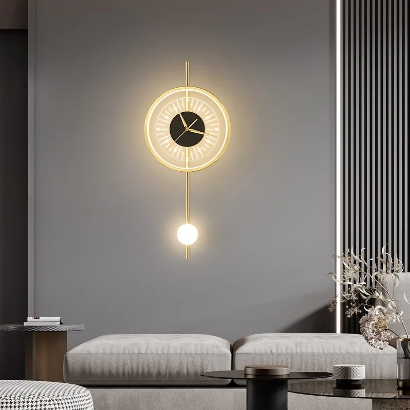 Clock wall lamp horizontal and vertical style living room background wall corridor entrance modern simple bedroom bedside lamp