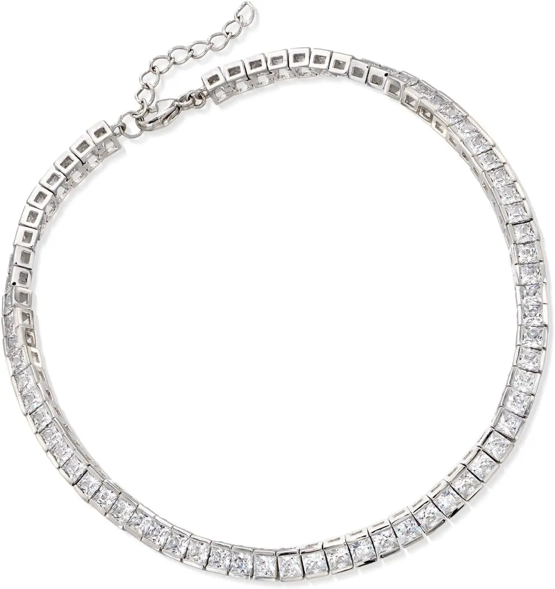 

10.35 ct. t.w. Princess-Cut CZ Tennis Anklet in Sterling Silver. 9 inches