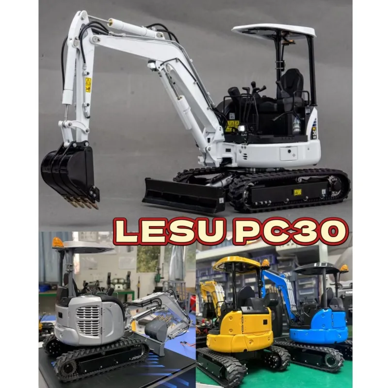 ใหม่ LESU PC30 Mini Digger RC รถขุดไฮดรอลิก 1/14 Scale วิทยุควบคุมวาล์ว 6 ทิศทางโลหะ Miniature รถของเล่น