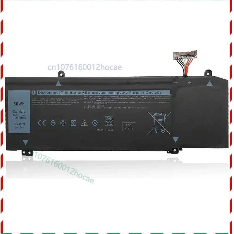 100% nueva batería de ordenador portátil 15,2 V 60Wh 1F22N para Dell Alienware 2018 Orion M15 M17 R1 G7 7590 7790 G5 5590 D2842W XRGXX Li-ion