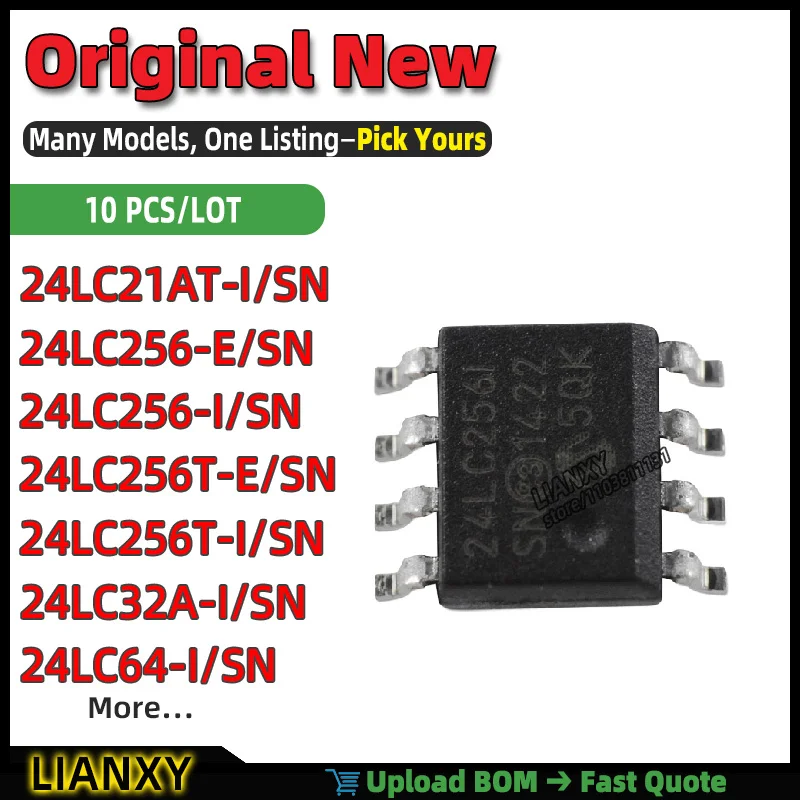 24LC64-I/SN 24LC256T-I/SN 24LC32A-I/SN 24LC256-I/SN 24LC21AT-I/SN 24LC256-E/SN 24LC256T-E/SN 24LCS22A-I/SN 24LCS22AT-I/SN SOIC-8