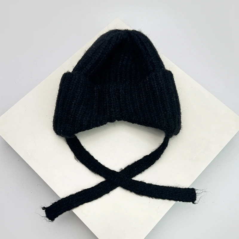 Outono e inverno novas mulheres carta tiras de malha chapéus piloto quente casual versátil ao ar livre gorros moda coreano confortável