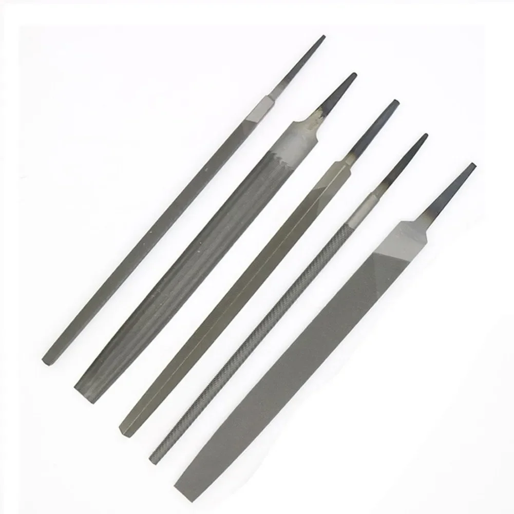 5 Types Steel Files Without Handle 6 Inch 150mm Round Half-round Triangular Square Flat Cut Design Metal Woodworking Hand Files