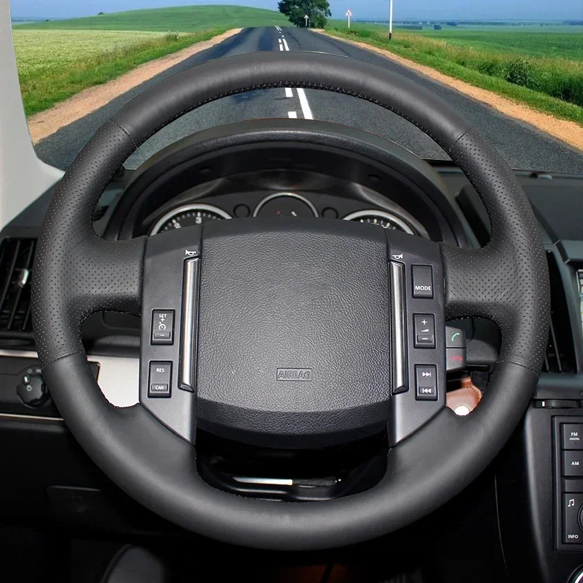 Black Artificial Leather Hand Sewing No-slip Car Steering Wheel Cover for Land Rover Freelander 2 2007 2008 2009 2010 2011 2012