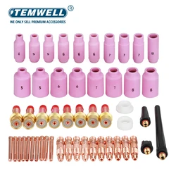 TIG Welding Torch 51Pcs Stubby Gas Lens For WP17 WP18 WP26 TIG Back Cap Collet And Collet Body Spares Kit Durable Practical Acce