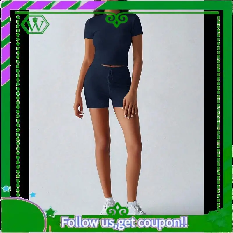 A18P-レディース サマー ツーピース セットアップ スキニーショーツ セットアップ