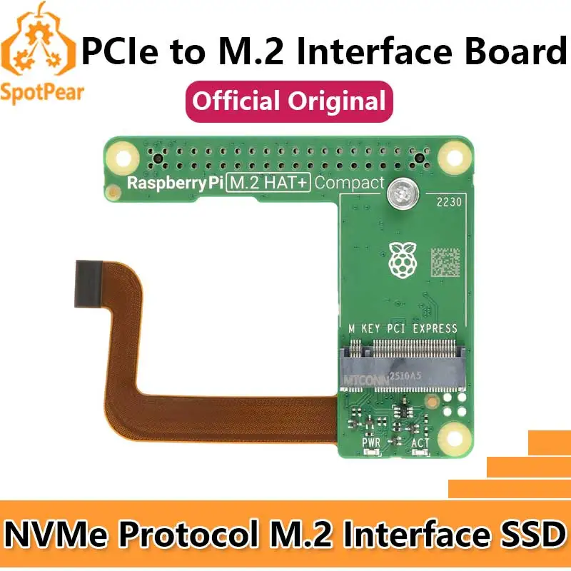 

Официальная оригинальная компактная плата расширения Raspberry Pi 5. PCIe to M.2 HAT+ NVMe SSD.