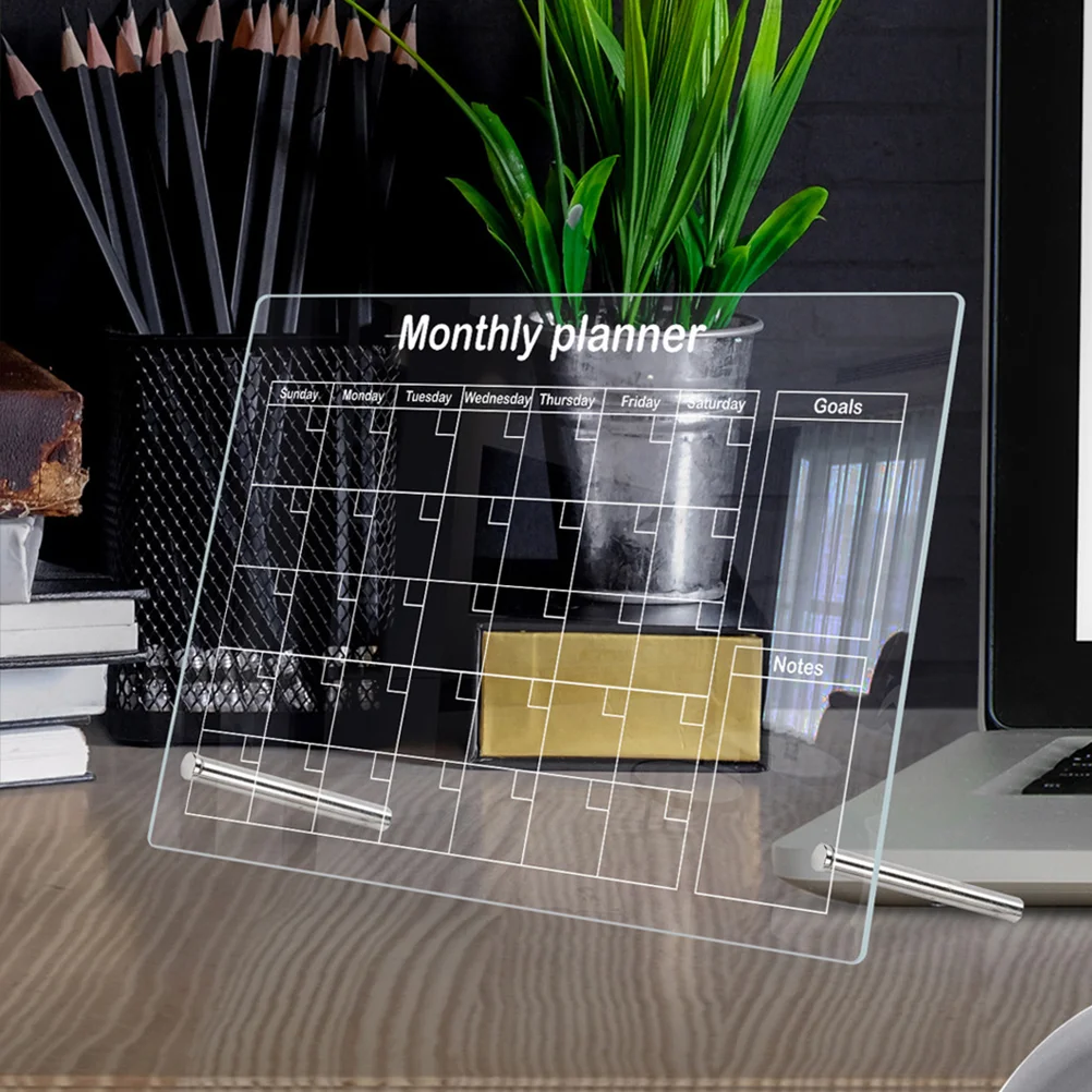 Tablero de planificación de vidrio transparente, pizarra de escritura, reutilizable, acrílico, de pie