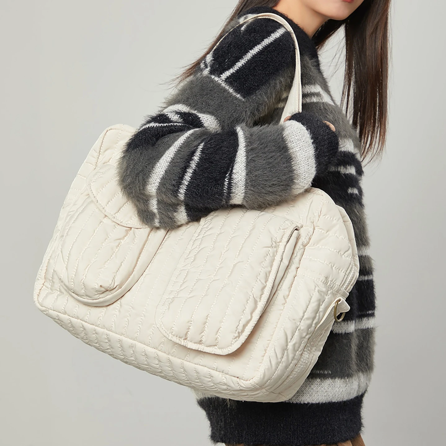 Lage السفر الأمومة حزمة المرأة رسول حقائب اليد متعددة الوظائف كيس Langer Bébé حقيبة حفاضات القطن مبطن حقيبة حفاضات الطفل #2