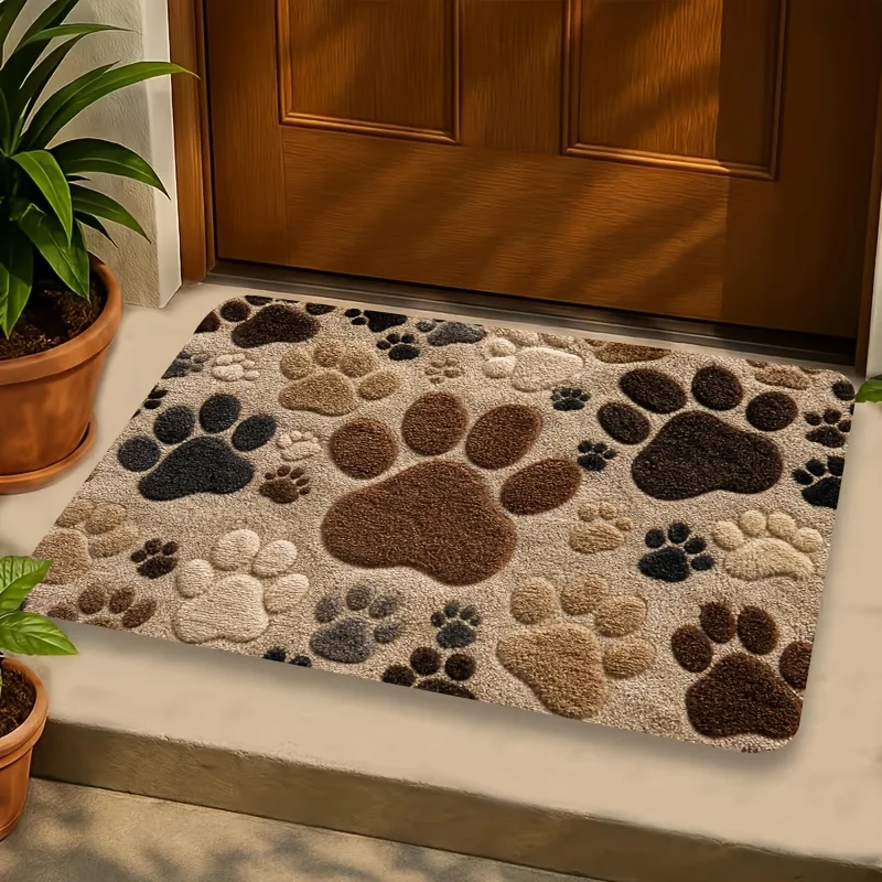 Vintage Cute Paw Print Entrance Floor Mat  Both Indoor and Outdoor Floor Mat  Machine Washable  Indoor Home Decoration Carpet