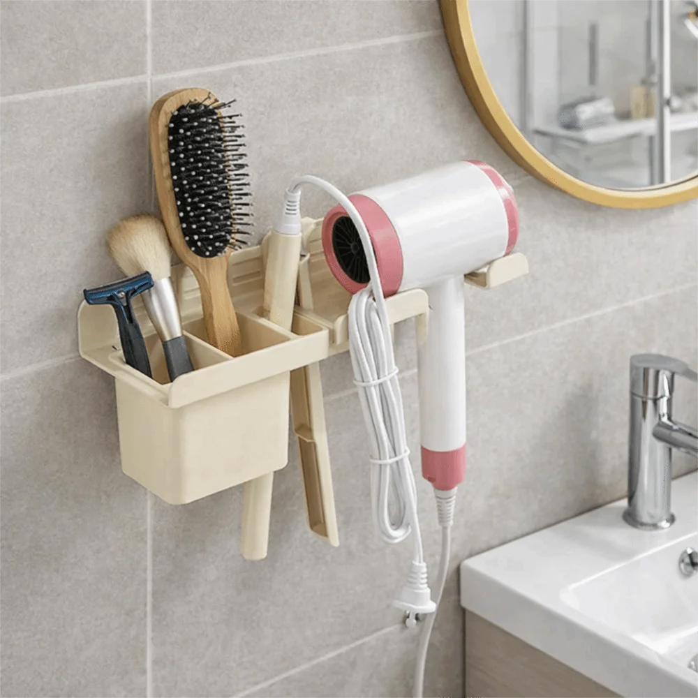 Carbon Steel Hair Dryer Holder Wall Mounted Waterproof Straightener Storage Rack Space Saving Curling Iron Shelf Dormitory - view 4