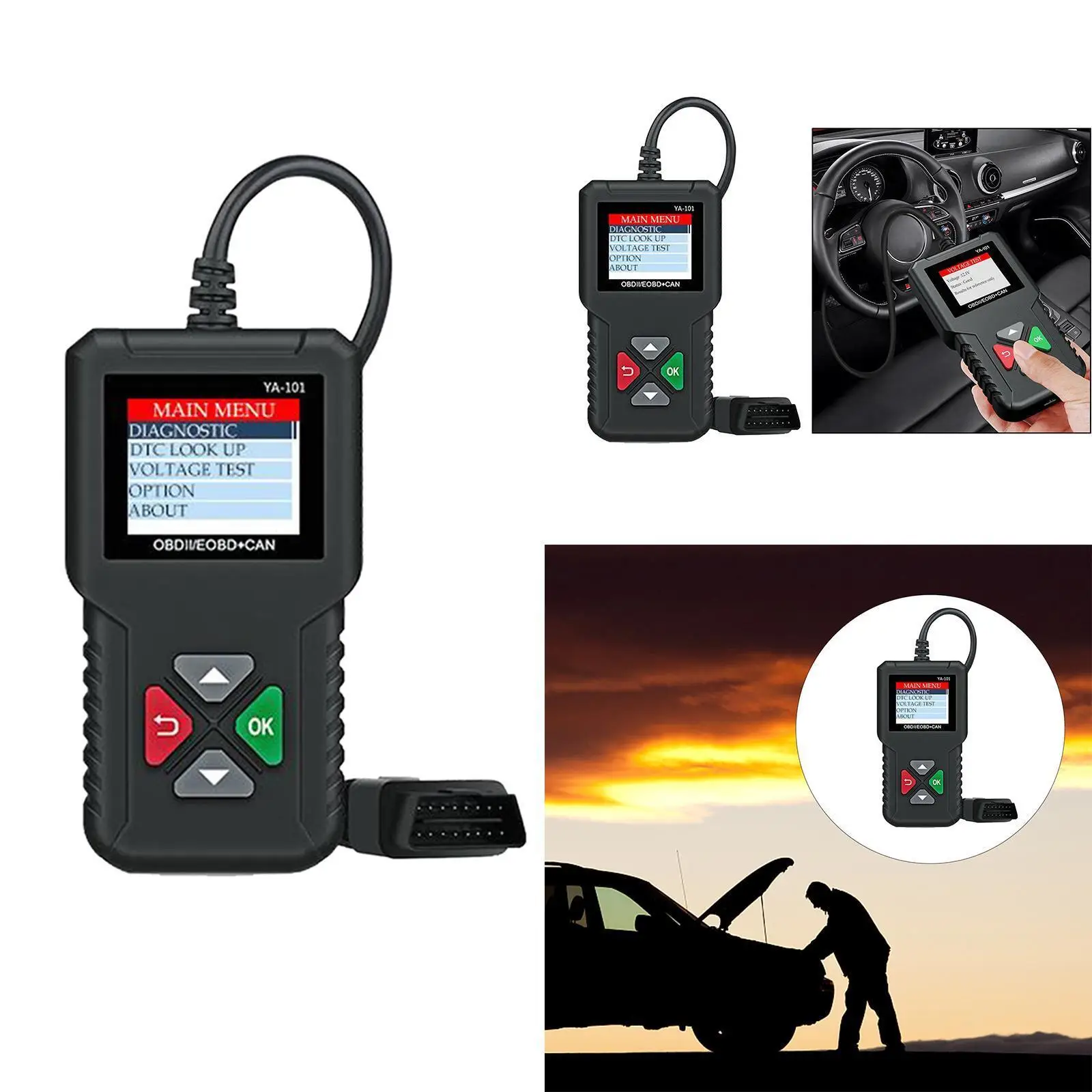 OBD2 Car Scanner YA101 for 12V Automotive Check Engine Error Code Reader Diagnostic Tool Full OBDII Diagnostic Functions