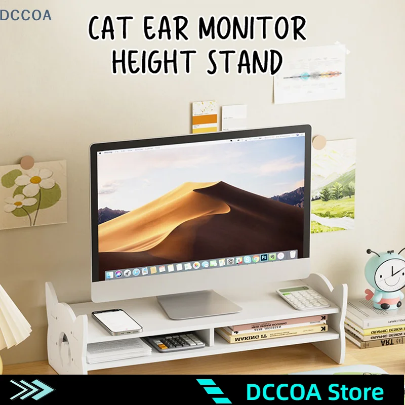 

Desk Monitor Holder Elevated Computer Monitor Screen Stand Rack Desktop Storage Holder Reduce Neck Strain For Game Office