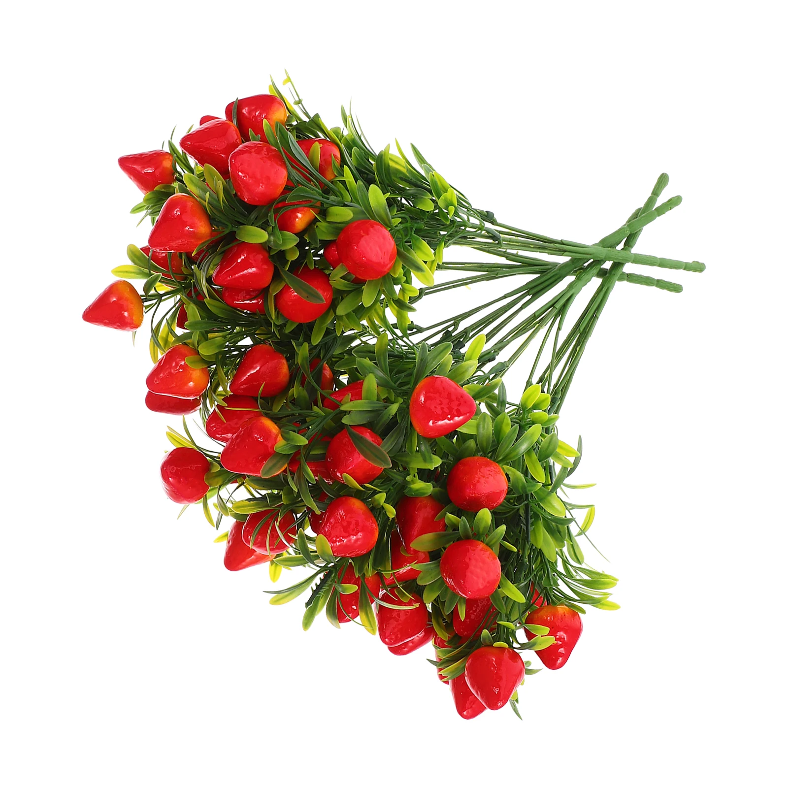 

5 Pcs Simulation Strawberry Bouquet Fake Strawberry Flower Artificial Stems Fruit Flower Branches Pvc Picks Desktop Ornaments