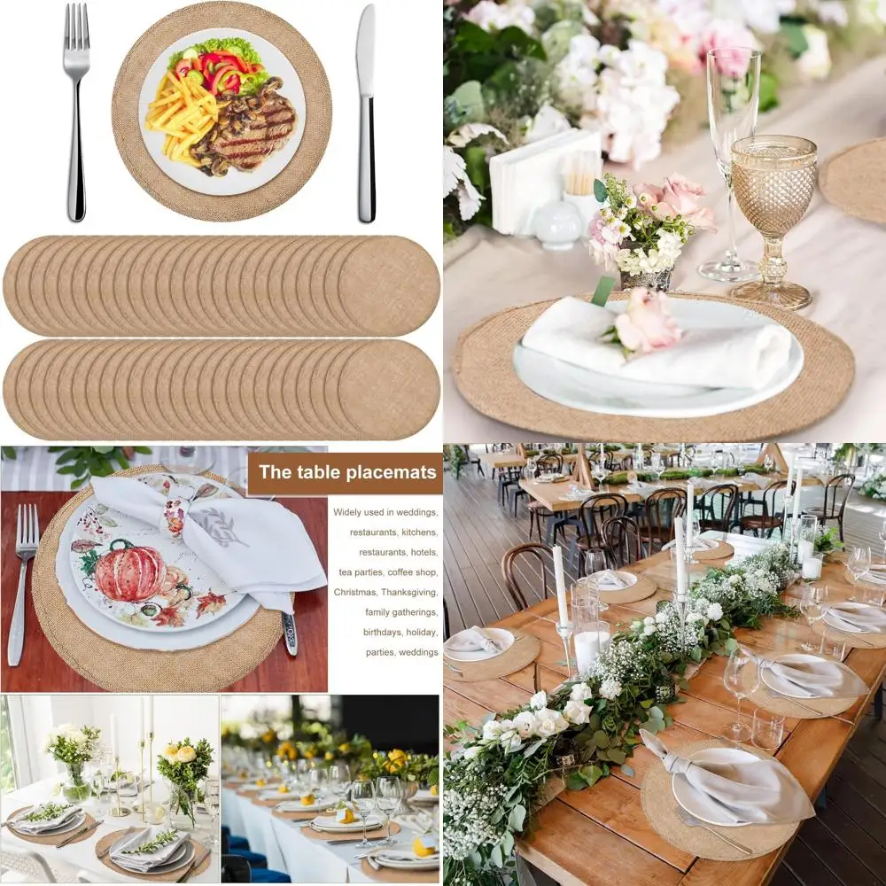 

Set of 48 Burlap Round Placemats Bulk Burlap Circle Rustic Table Decorations Jute Farmhouse Placemats Heat Resistant Round Tabl