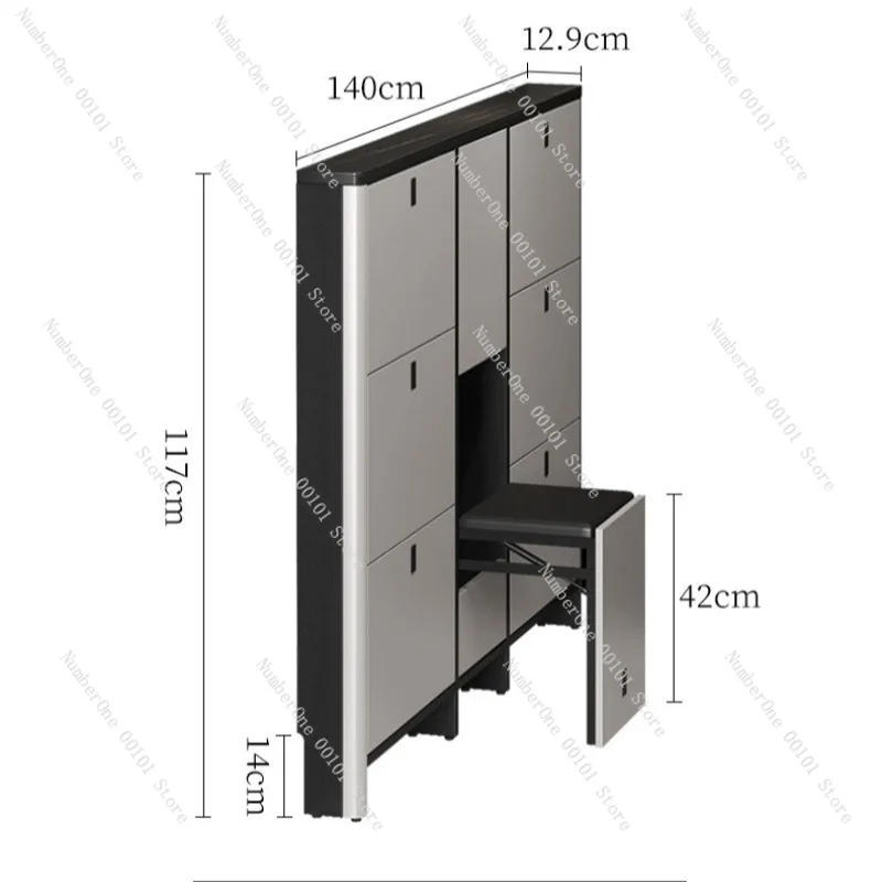 Ultra-thin entryway shoe cabinet, solid wood, tip-over safe, storage cabinet with integrated shoe bench,modern minimalist design