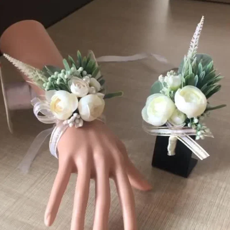 Boutonniere Blumen Corsage Pin Boutonniere Knopfloch Männer Hochzeit Armband Brautjungfer Hochzeit Knopfloch Zeuge Corsage