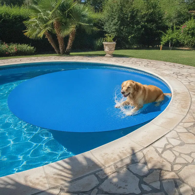 Bâche solaire ronde pour piscine 731 cm, épaisseur 0,3 mm, en polyéthylène PE à microbulles bleu, conservation de la chaleur, livraison depuis un entrepôt local