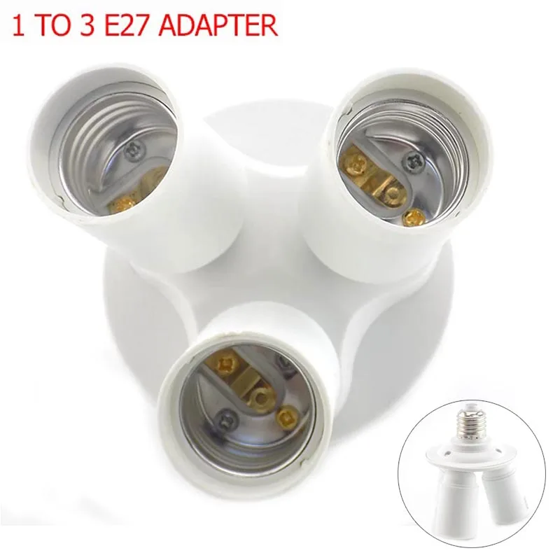 1 E27 to 3 E27 Adapter Bulb Lamp base plug Light Splitter Lamp LED light Socket 110V-240V Adaptor Bulb Converter Holder 3 Heads