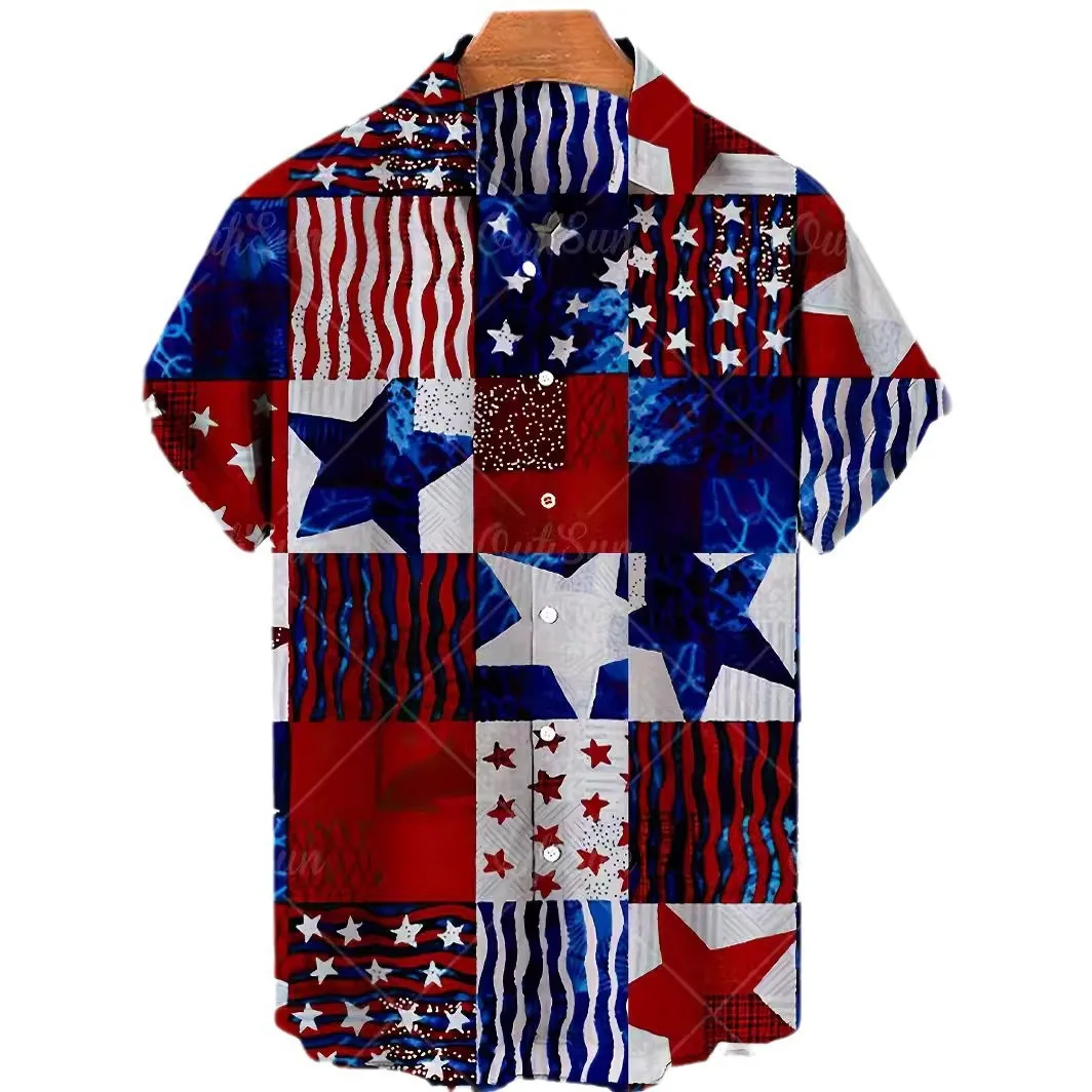 Summer Men's New Short Sleeved Shirt 3D Digital Printed Beach Casual Men's Top