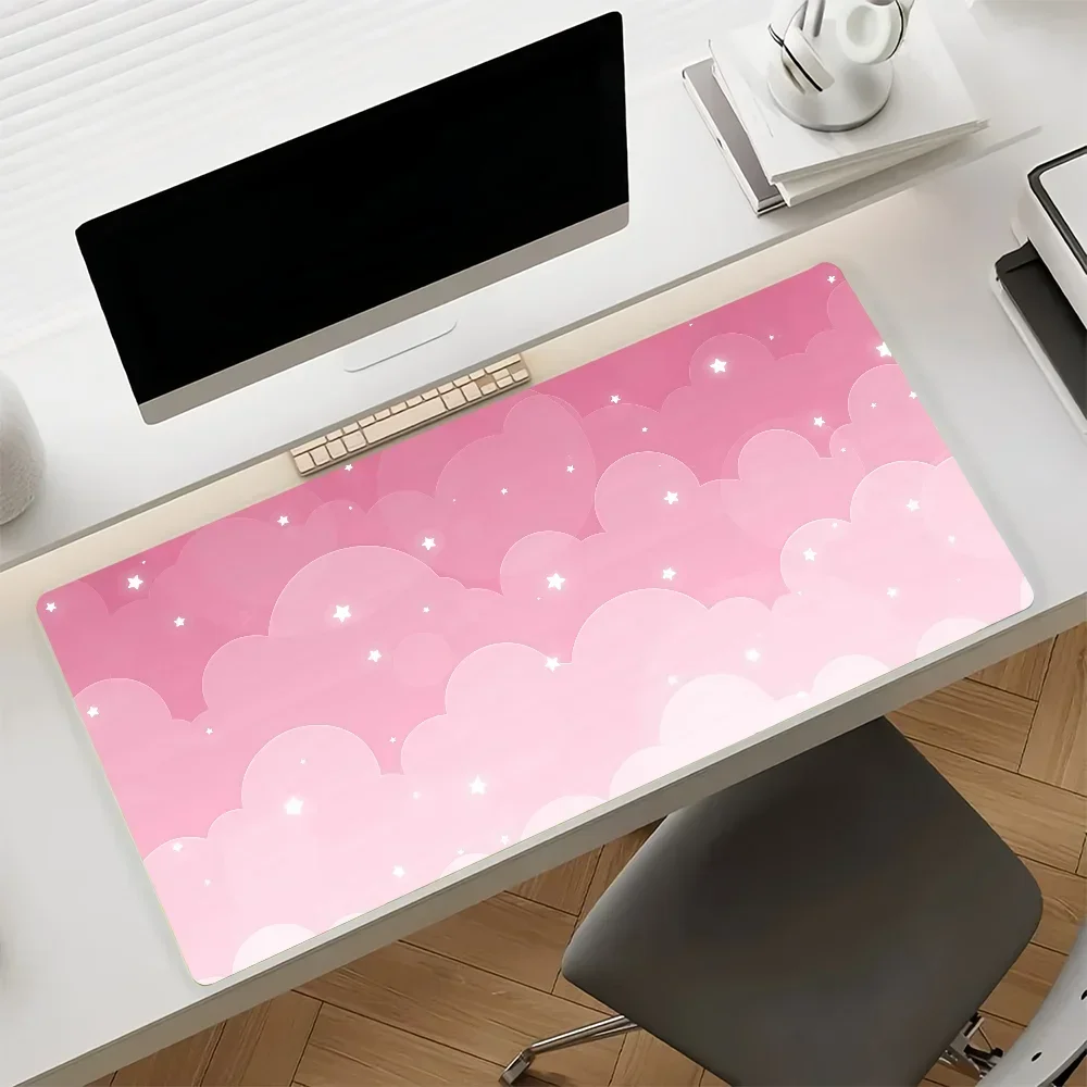 Cute Blue Cloud Star Mouse Pad Anti Slip Rubber Edge Locked Thickened Laptop Gaming Desk Mat