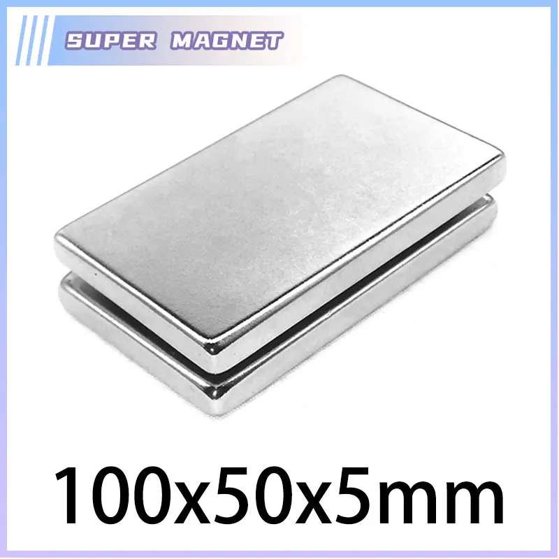 

1/2PCS 100x50x5mm Powerful Block Magnets N35 Super Neodymium Magnet 100x50x5 mm Permanent NdFeB Magnets 100*50*5 mm