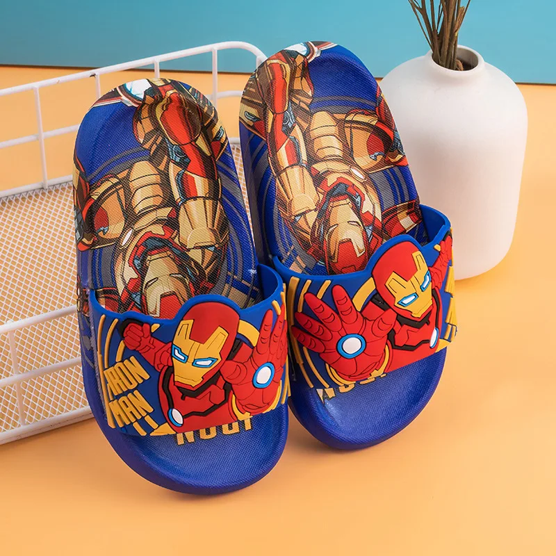 Marvel Anime Movies Children Slippers Avengers Boy Girl SpiderMan Iron Man Captain America Summer Beach Indoor Shoes Home Sandal