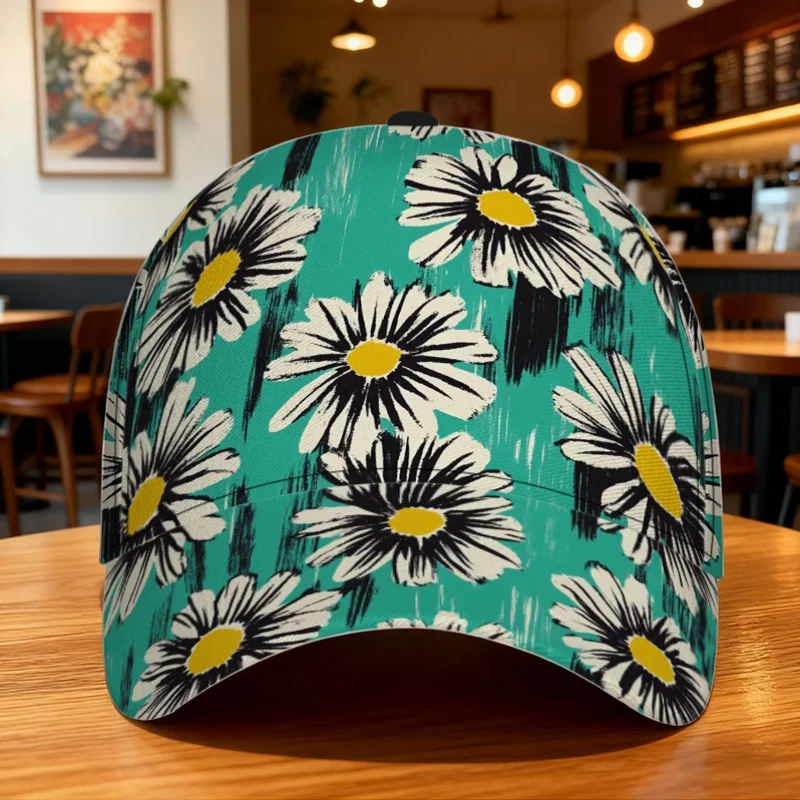 Daisy Scribble Art Print Classic Baseball Cap Lightweight Duckbill Hat Adjustable Design Ideal for Casual Activities
