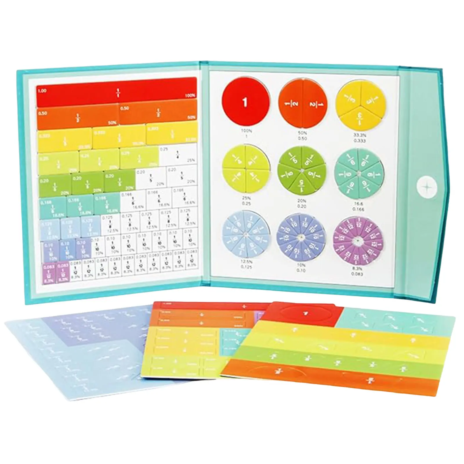 Imagem -05 - Fração Magnética Aprendizagem Matemática Brinquedos para Crianças Conjunto de Livro de Fração de Madeira Ajudantes de Ensino Paroquial Brinquedos Educativos Aritmética