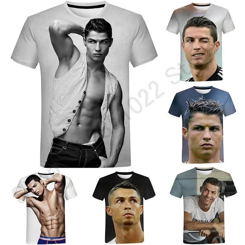 New Fashion Cristiano Ronaldo Summer Fashion New T-shirt Football Star Casual Crewneck Men 3D Printed T-shirt Short Sleeve Hip H