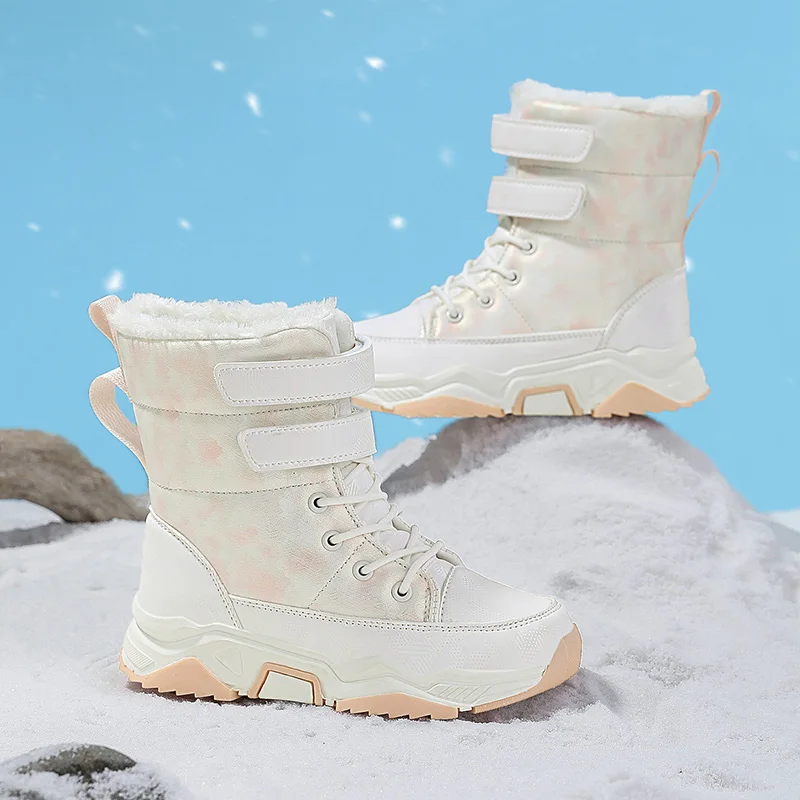 Winter thickenThick GirlSnow Boots 2025 New Fashionable Plush Anti Slip Children's Snow Boots Comfortable  Child Cotton Boots