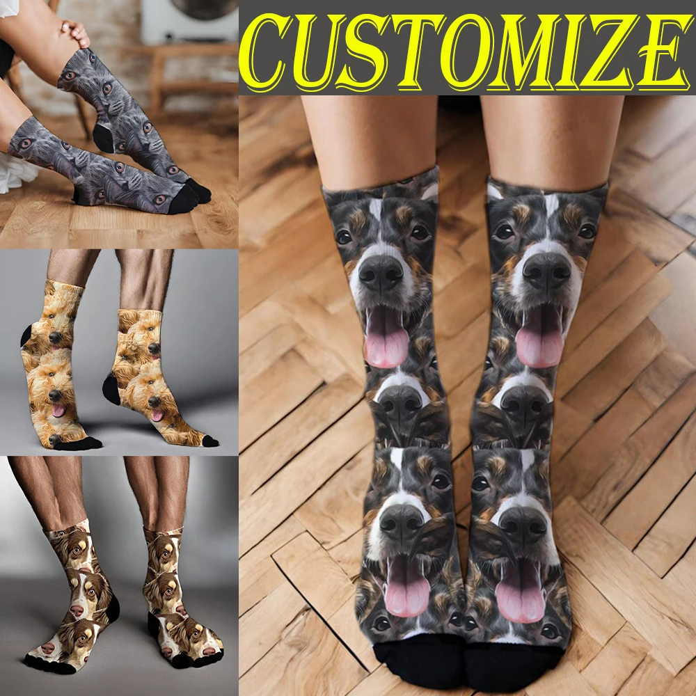 

Fun custom face socks personalized photos pet picture socks 3D printing surprise birthday holiday gifts for family and friends