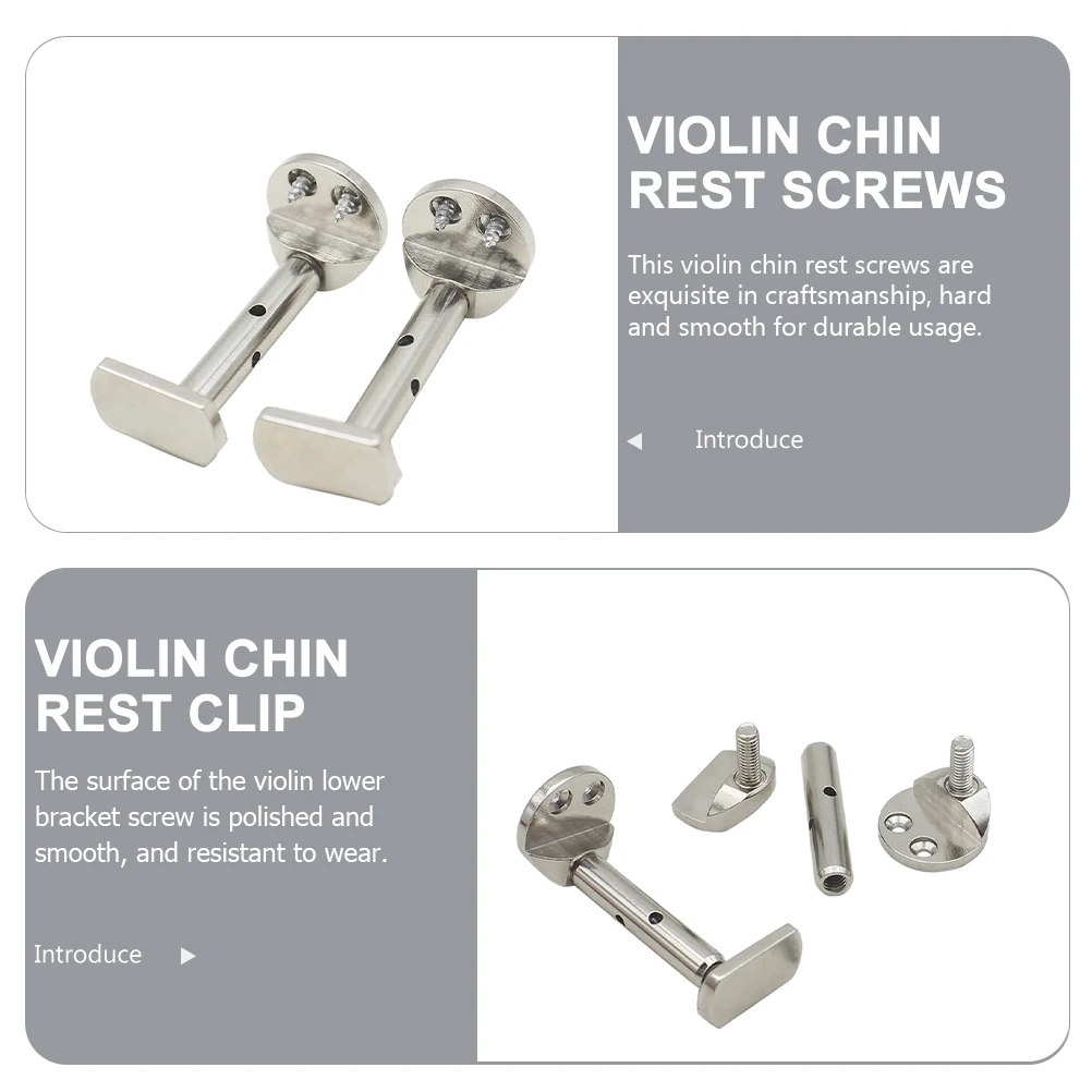 

2pcs Polished Violin Chin Rest Metal Screws Smooth Hard Wear-Resistant For Stable Playing Comfort Replacement Parts Accessories