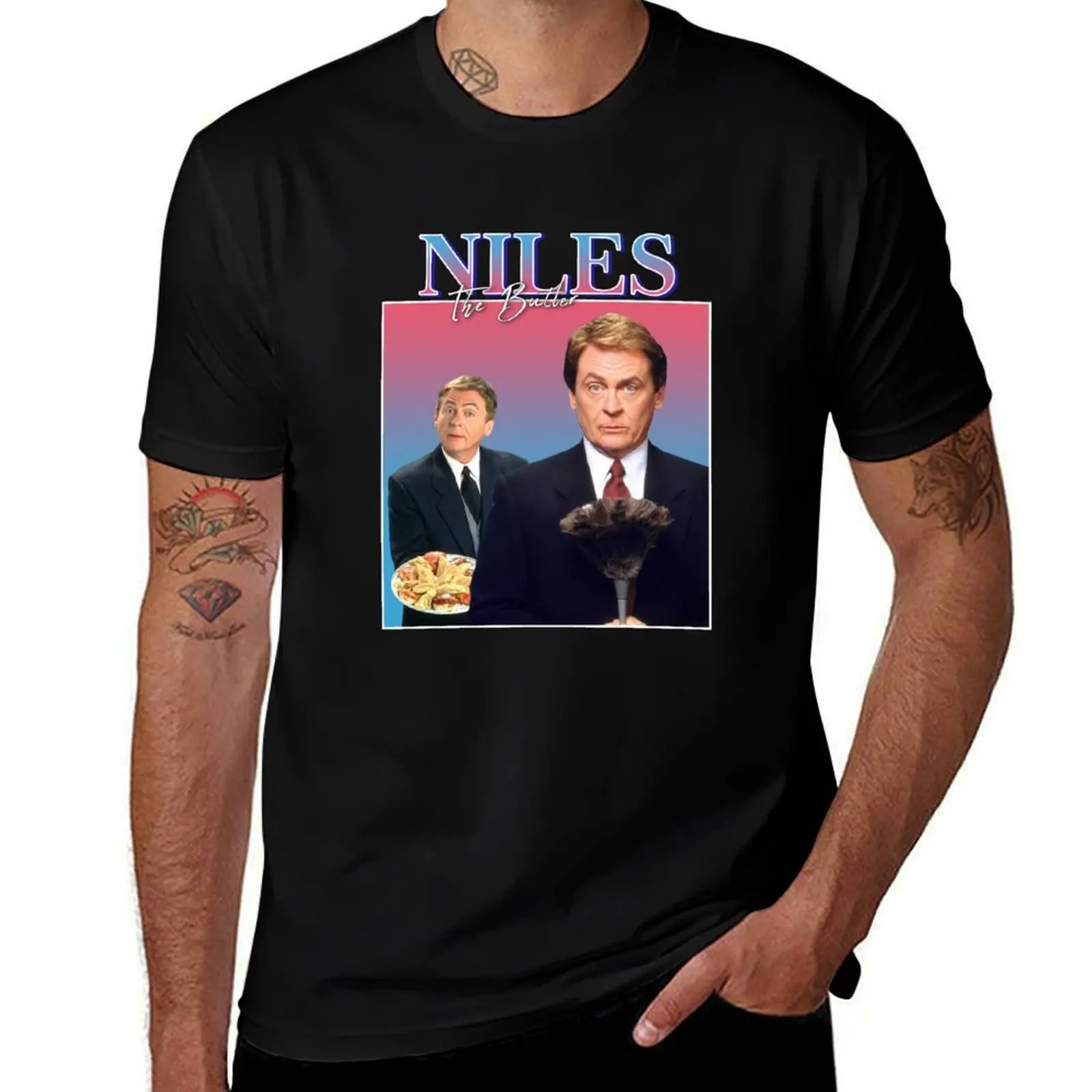 Niles The Butler Vintage/Retro Design T-Shirt Christmas Casual Tee Shirt T-Shirt