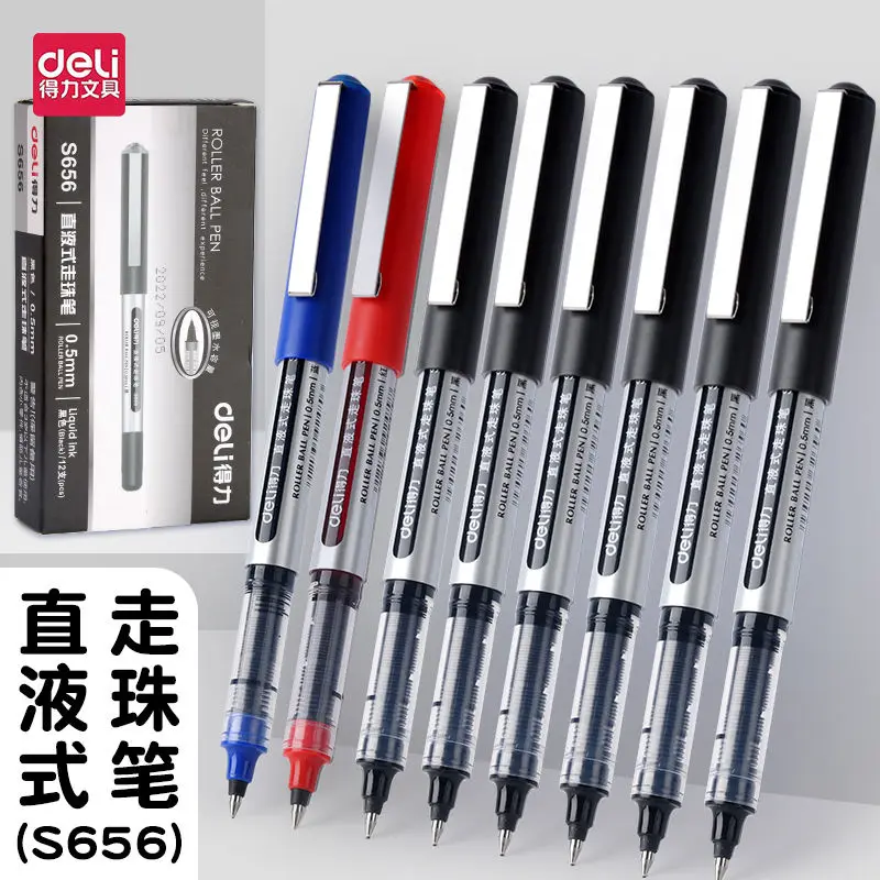 6pcs Direct Liquid Quick Drying Ball Pen S656 Black Neutral Pens Student Specific Red Black Signature Student Business Affairs