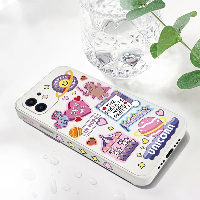 Y2K Unicorn Girl Phone Case For iPhone 15 14 13 12 11 Pro Max Mini X XR XSMAX SE 8 7 6S Plus Soft Liquid Silicone Cover