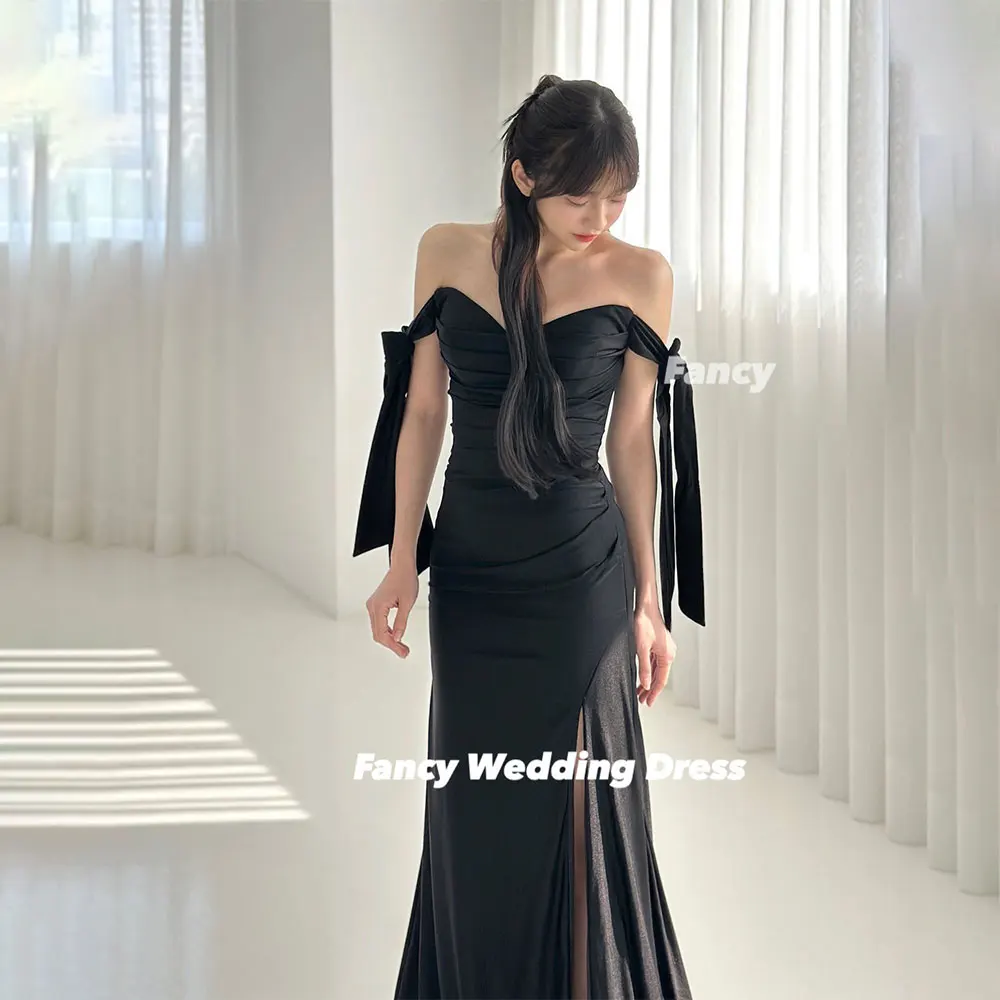 Fancy Simple Off Shoulder Wedding Dress Mermaid Elastic Satin Evening Dress Back Corset Ball Bridal Gown Robes Customized