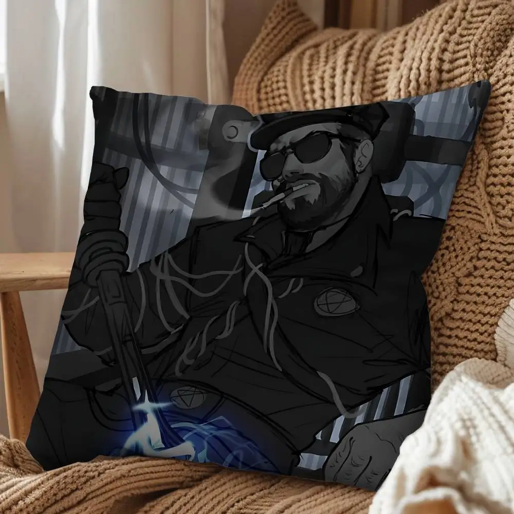 black game Horror Outlast Trials  Pillow Case Anti-dustmite Pillowcase Invisible zipper silky short plush Sofa cushion cover