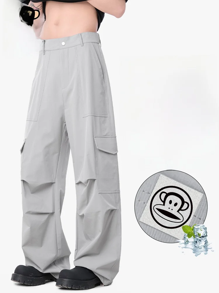 

Мужские летние брюки Paul Frank American Sle Ice Silk: тонкие, повседневные, широкие, свободного кроя, с охлаждающим эффектом