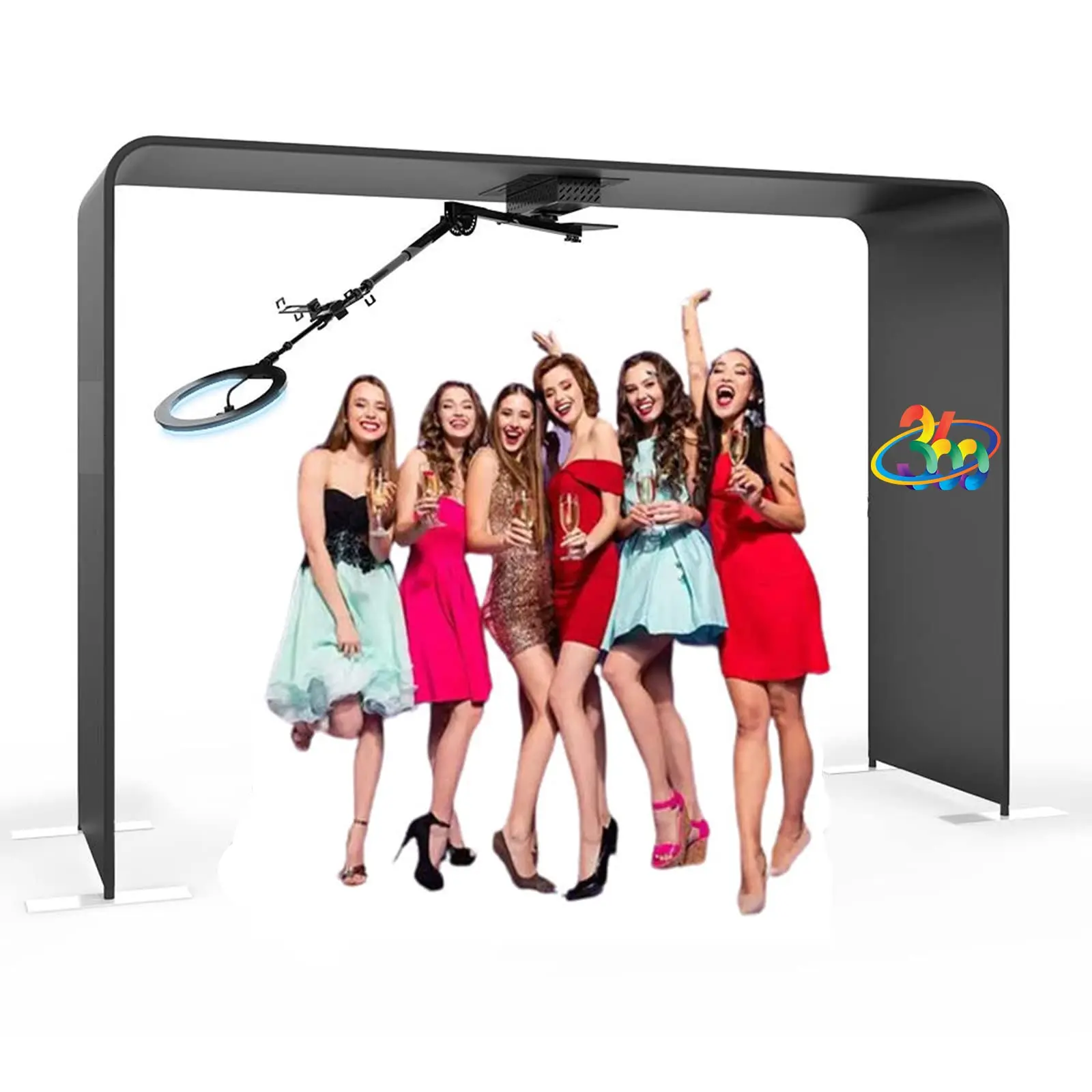 Overhead 360 Photo Booth Selfie Rotating Machine Spinner Selfie Video Booth Frame for 7-15 Peoples for Events Partys Wedding